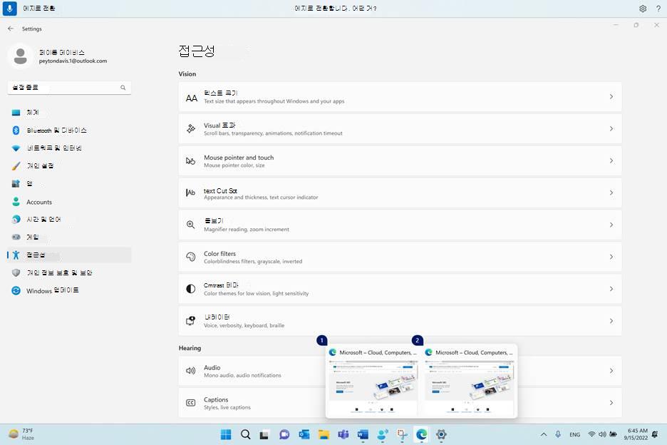 음성 액세스를 사용할 때 작업 표시줄에 숫자 오버레이가 표시된 두 개의 앱 인스턴스