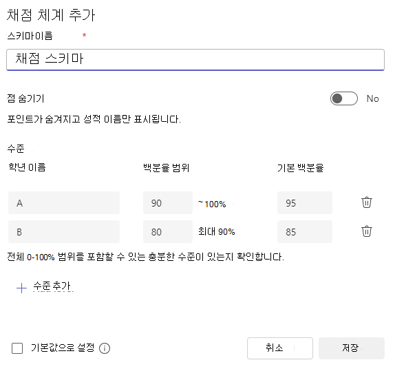 채점 체계 추가