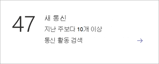 통신 데이터 타일을 보여 주는 스크린샷