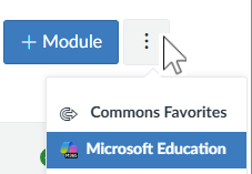 캔버스 모듈 추가 메뉴 - Microsoft Education