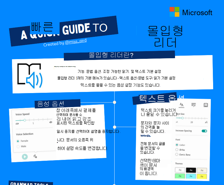 몰입형 판독기의 스크린샷.