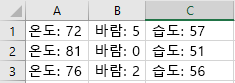 분할된 Excel 셀의 셀
