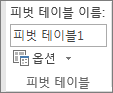 리본의 피벗 테이블 옵션