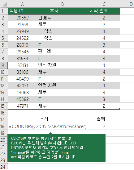 COUNTIFS 예제