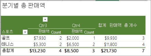 피벗 테이블