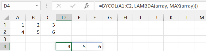 첫 번째 BYCOL 함수 예제