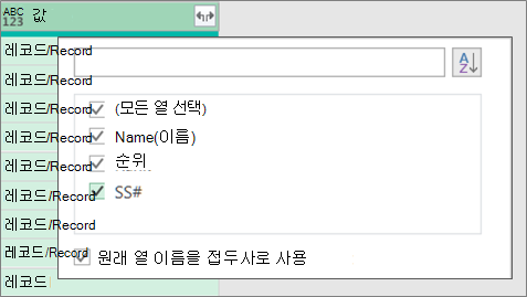 JSON 레코드 확장