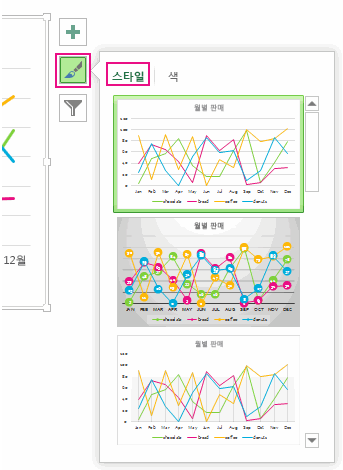 차트 스타일 모양 창 사용자 지정