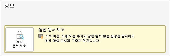 정보 메뉴에서 통합 문서 보호