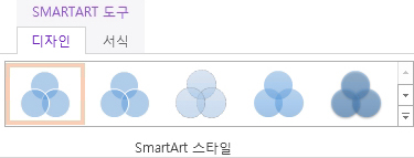 SmartArt 도구 > 디자인 탭에 있는 SmartArt 스타일 그룹
