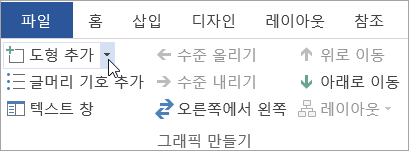 그래픽 만들기 그룹에 있는 도형 추가 단추
