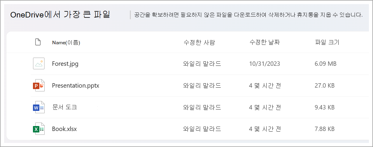 회사 또는 학교용 OneDrive 스토리지 관리 스크린샷 seven.png