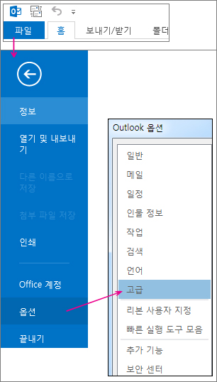 파일 > 옵션 > 고급