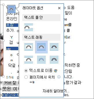 레이아웃 옵션 상자