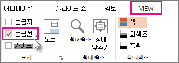 눈금선 표시 또는 숨기기