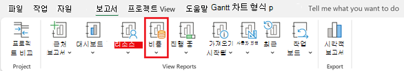 보고서 탭의 비용 단추