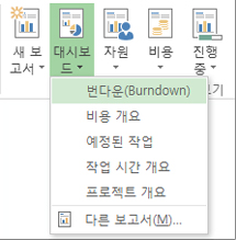 보고서 탭의 대시보드 메뉴