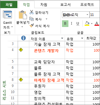 자원 시트