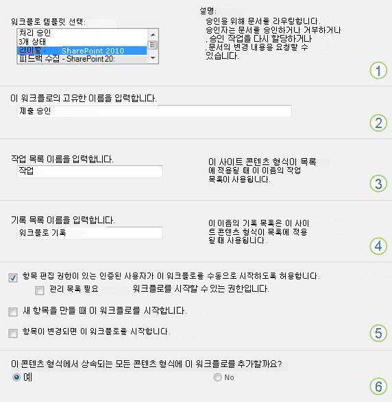 설명 번호가 표시된 연결 양식의 첫 페이지