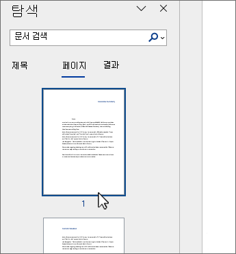 Word 페이지 선택 탭 창
