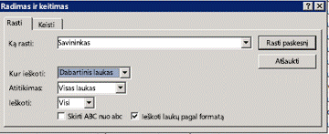 Find and Replace dialog box