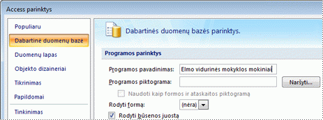 Pasirinktinio programos pavadinimo pridėjimas