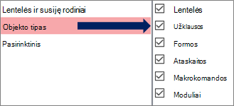 Dialogo langas Naršymo parinktys