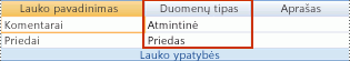 Parametras Duomenų tipas