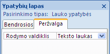 Valdiklio ypatybės rodymas užklausos dizaine