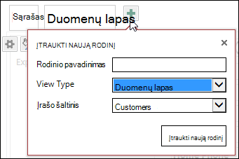 The Add New View dialog box