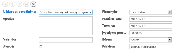 Įprasti „Access“ valdikliai.