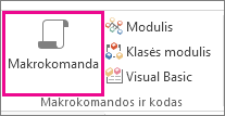 Skirtuko Kurti mygtukas Makrokomanda.