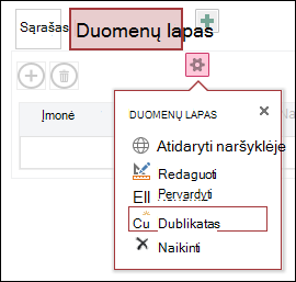 Settings menu with Open in Browser, Edit, Rename, Duplicate, and Delete
