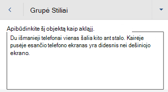 Dialogo langas Alternatyvusis tekstas programoje „Word“, skirtas „Android“.