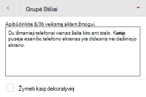 Dialogo langas Alternatyvusis tekstas programoje 