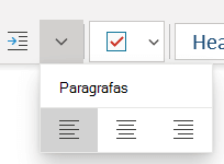 Pastraipos meniu, kuriame rodomos galimos 