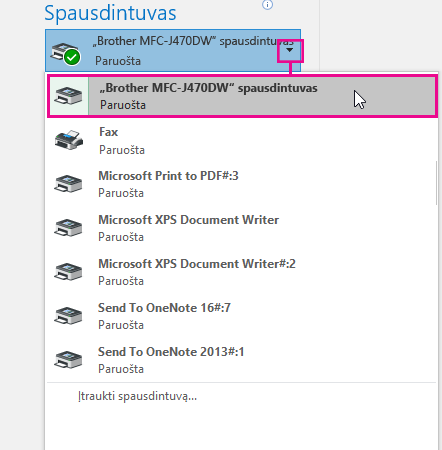 Norėdami įtraukti savo pasirinktą spausdintuvą, spustelėkite Įtraukti spausdintuvą.