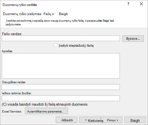 Duomenų ryšio vediklio 3 ekranas