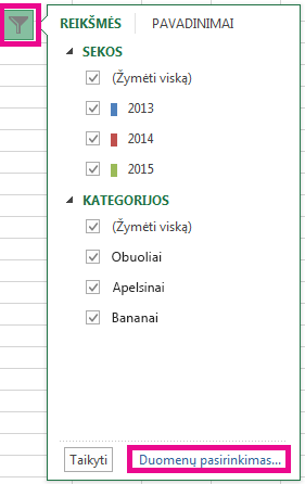 Spustelėkite Pasirinkti duomenis.