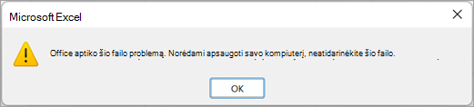 Dialogo langas, kuriame sakoma, kad 
