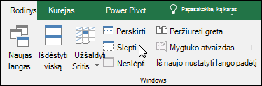 Darbaknygės slėpimas arba rodymas 