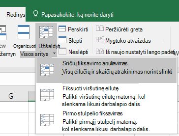Sričių fiksavimo anuliavimas
