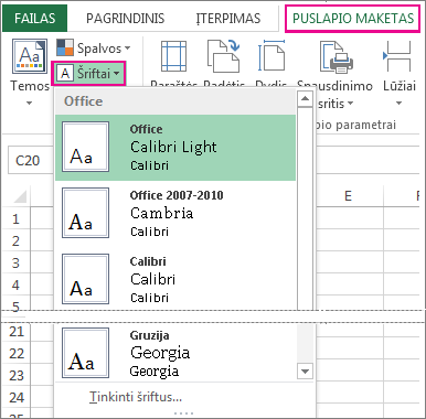 Skirtuko Puslapio maketas šriftų galerija