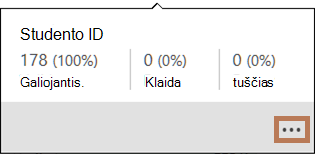Kokybės reikšmių išskleidžiamasis langas