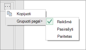 Papildomų komandų Grupuoti pagal pavyzdys