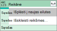 JSON sąrašo išplėtimas