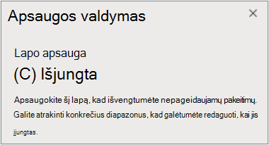 Lapo apsaugos išjungimas