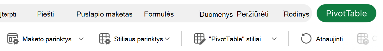 Maketo mygtukas juostelėje.