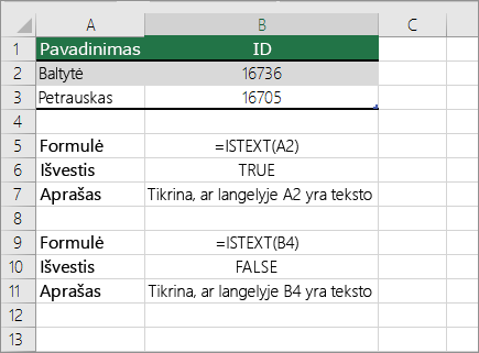 ISTEXT pavyzdžiai