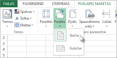 Skirtuke Pagrindinis spustelėkite Padėtis